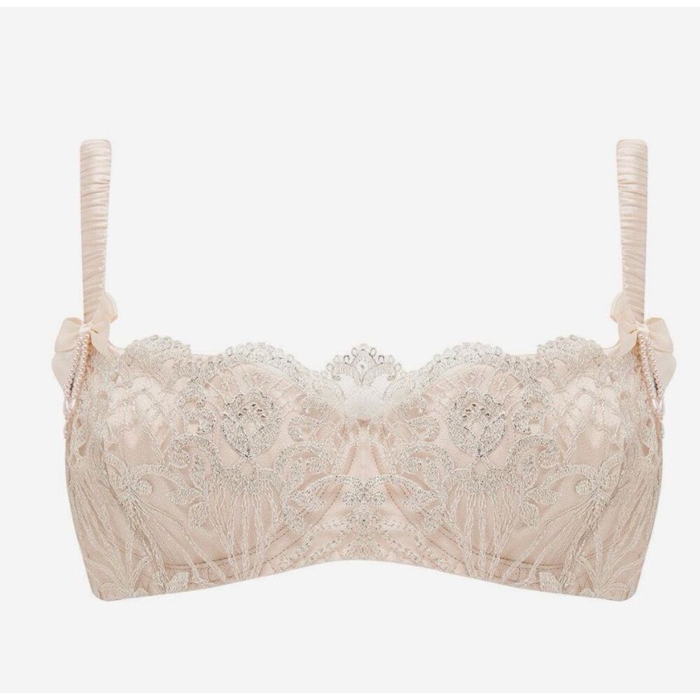 Scarlett Gasque Blush Lace Balconette Bra Bandeau NWOT